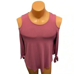 Adrianna Papell Women’s Pink Cold Shoulders Top Size Small Measurements in pics